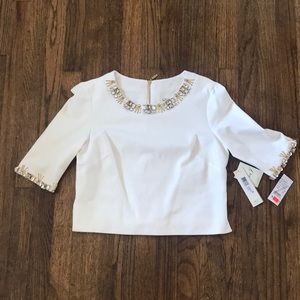 NWT: Eliza J Crop Top with Jewel Embellishment